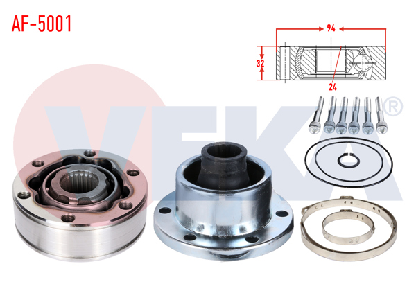 VEKA AF-5001 | Aks Kafası Sol-Sağ On Ic Alfa Romeo 33 (905) 1.3 Freze Dıs 24 Uzunluk 32 mm 1983-1993