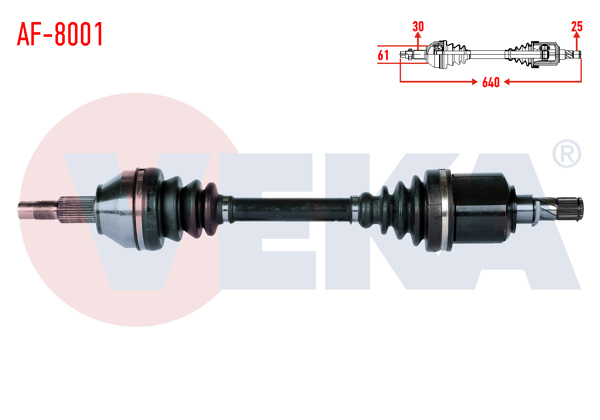 VEKA AF-8001 | Komple Aks Sol Ön Alfa Romeo 159 (939) 1.9 Jtdm M-T Uzunluk 640mm 2006-2011