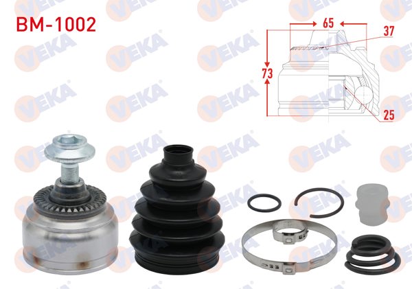 VEKA BM-1002 | Aks Kafası Sol-Sağ On Dıs BMW 5 Serisi (F10) 520 D A-T 37X25x65 Uzunluk 73mm 2010 -