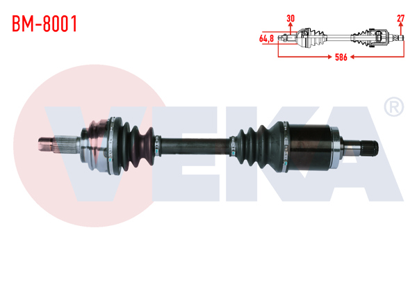 VEKA BM-8001 | Komple Aks Sol Ön BMW X5 (E53) 3.0 D Uzunluk 586mm 2000-2007