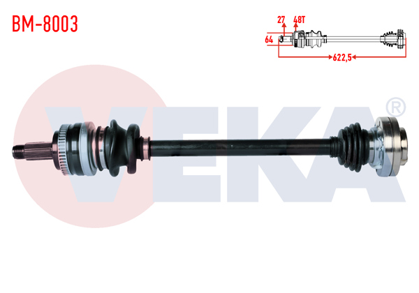 VEKA BM-8003 | Komple Aks Sol Arka BMW 3 Serisi (E46) 316 İ ABS'li 48 Dıs Uzunluk 622,5mm 1998-2005