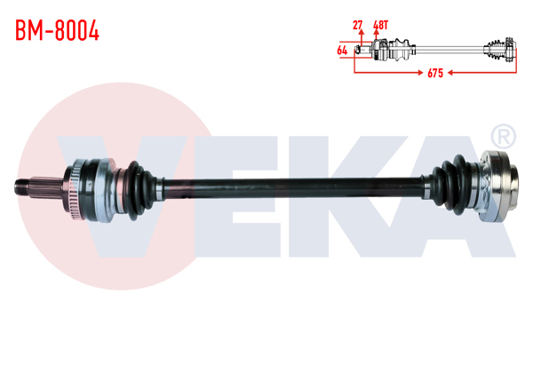 VEKA BM-8004 | Komple Aks Sağ Arka BMW 3 Serisi (E46) 316 İ ABS'li 48 Dıs Uzunluk 675mm 1998-2005