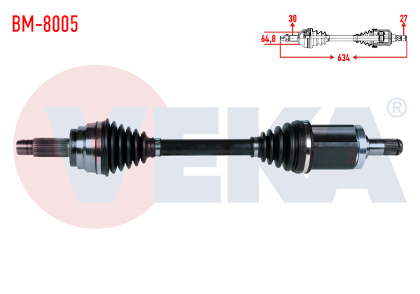 VEKA BM-8005 | Komple Aks Sol Ön Uzunluk 634mm BMW X5 (E70) 3.0 D 2007-2012