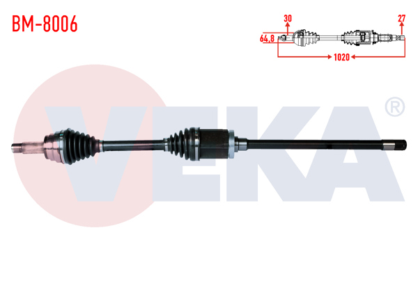 VEKA BM-8006 | Komple Aks Sağ On BMW X5 (E70) 3.0 D Uzunluk 1020 mm 2007-2012