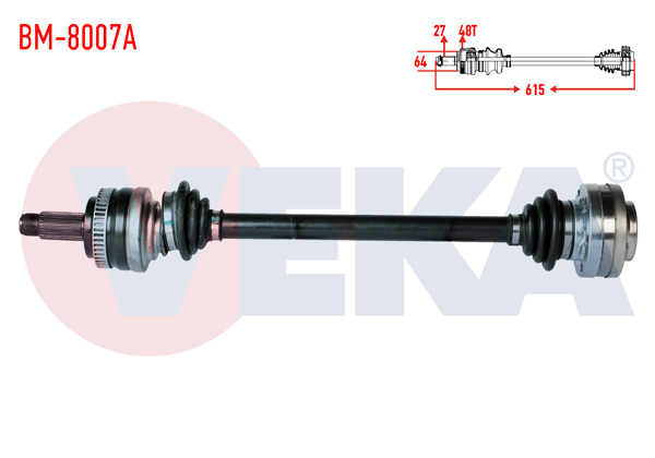 VEKA BM-8007A | Komple Aks Sol-Sağ Arka BMW 3 Serisi (E36) 3.16 İ ABS'li 48 Dıs Uzunluk 615mm 1991-1998