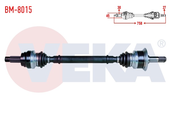 VEKA BM-8015 | Komple Aks Sol Arka BMW 5 Serisi (F10) 520 İ A-T Uzunluk 758mm 2010 -