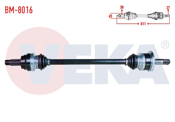 VEKA BM-8016 | Komple Aks Sağ Arka BMW 5 Serisi (F10) 520 İ A-T Uzunluk 811mm 2010 -