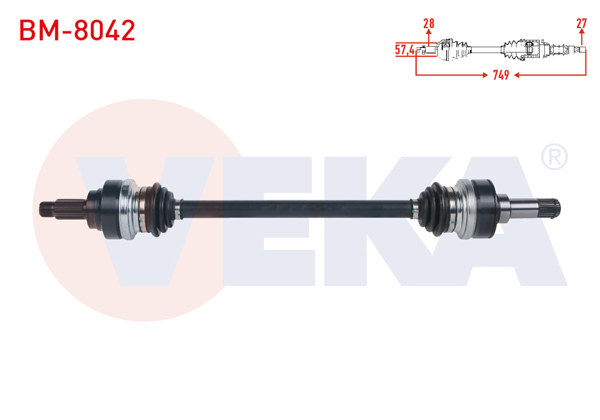 VEKA BM-8042 | Komple Aks Sol Arka Uzunluk 749mm BMW 116İ-118İ (F20,F21) 2010-/ 316İ-320İ (F30) 2011 -