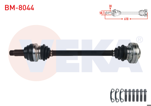 VEKA BM-8044 | Komple Aks Sol Arka Uzunluk 610mm BMW 320 D (E90) 2005-2011