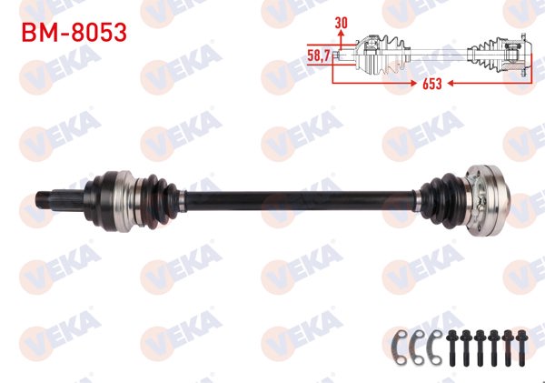 VEKA BM-8053 | Komple Aks Sol-Sağ Arka Uzunluk 653mm 5 Serisi (E60) 520D-525D-525İ A-T / M-T 2005-2009 / 3 Serisi (E90) 335İ-335Xi A-T / M-T 2006-2011 / 6 Serisi (E63) 630İ 2004-2010