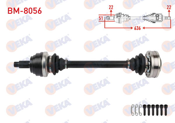 VEKA BM-8056 | Komple Aks Sol-Sağ Arka Uzunluk 574mm BMW 3 Serisi (E30) 316İ, 318İ 1987-1991