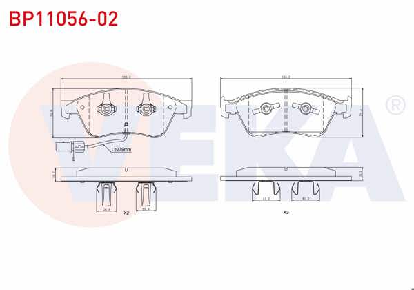 VEKA BP11056-02 | Fren Balata Ön Fişli Audi A8 (4E_) 3.0 TFSI 2003-2010 / Audi A8 (4E_) 4.2 V8 TDI 2003-2010 / Audi A8 (4E_) 3.7 2003-2010