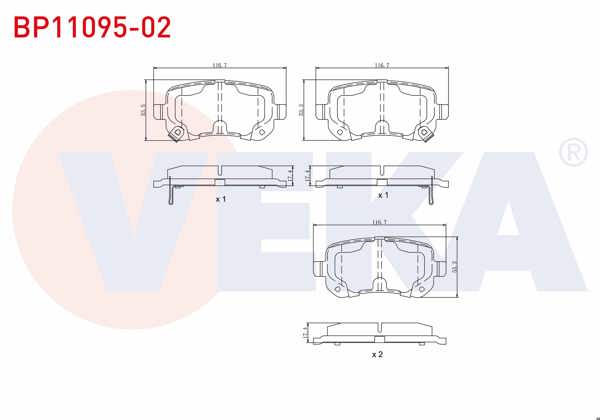 VEKA BP11095-02 | Fren Balata Arka Ikazlı Fiat Freemont (Jf) 2.0 Mjt 170 Hp 2011-/ Chrysler G.Voyager 3.3İ 2008-/ Jeep Wrangler III 2.8 CRDI 2007-/ Dodge Nitro 2.8 Crd 2007-/ Dodge Journey 2.0 Crd 2008 -