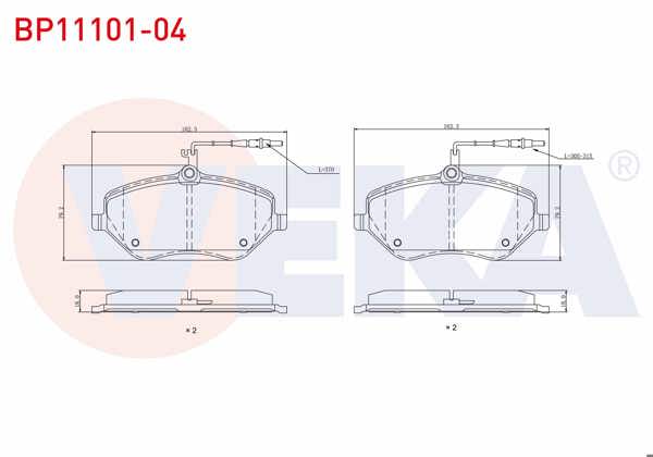 VEKA BP11101-04 | Fren Balata Ön Fişli Peugeot 407 (6D) 2.0 HDI 2004-2011 / Peugeot 407 (6D) 2.0İ 2004-2011 / Peugeot 607 (9D,9U) 2.0 HDI 2000-/ Citroen C6 (TD) 3.0 V6 2005-/ Peugeot 607 (9D,9U) 3.0İ 2000 -