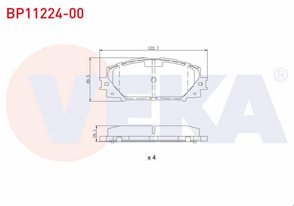 VEKA BP11224-00 | Fren Balata Ön Toyota Yaris (P9) 1.0 Vvt-I 2006-2010 / Yaris (P9) 1.33 Vvt-I 2006-2010