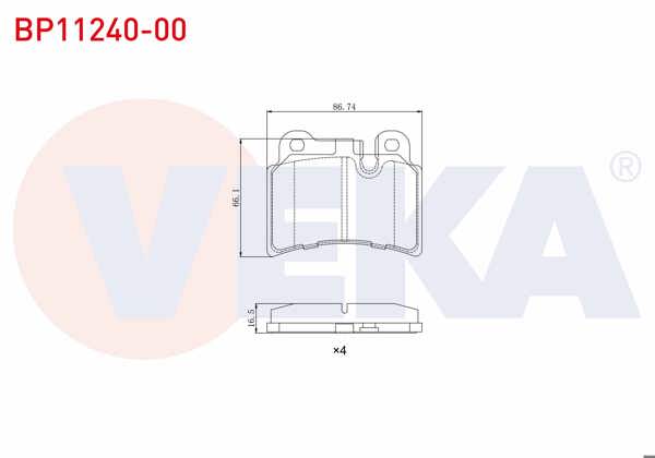 VEKA BP11240-00 | Fren Balata Arka Volkswagen Touareg (7La,7L6,7L7) 3.0 V6 TDI 2002-2010 / Touareg 3.2İ V6 2002-2010 / Touareg 5.0 V10 TDI 2002-2010