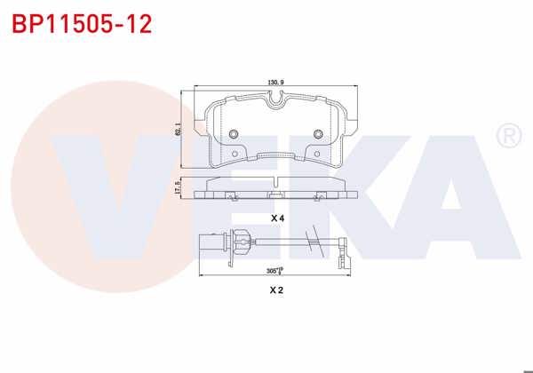 VEKA BP11505-12 | Fren Balata Arka Fişli Audi A8 (4H_) 3.0 TDI 2009-/ 3.0 TFSI 2009-/ 4.2 TDI 2009-/ 2.0 TFSI 2009-/ 4.0 TFSI 2009-/ 4.2 FSI 2009 -