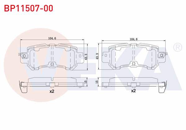 VEKA BP11507-00 | Fren Balata Ikazlı Arka Mazda Cx-3 1.5 D 4X4 2016 -