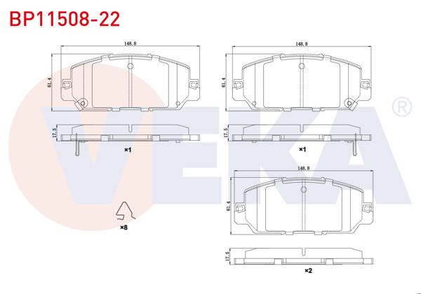 VEKA BP11508-22 | Fren Balata Ön Ikazlı Honda Cr-V V 2016 -