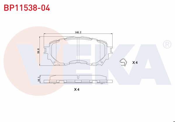 VEKA BP11538-04 | Fren Balata Ön Mazda 6 (Gj,Gh) 2.0 2013-/ 6 (Gj,Gh) 2.2 D 2013 -