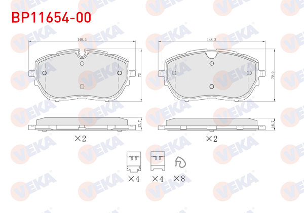 VEKA BP11654-00 | Fren Balata Ön Ikazlı Peugeot 308 II 1.6 HDI 2014-/ Ds 4 II 1.6 2021-/ Opel Astra L 1.2-1.5 D 2021 -