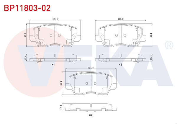 VEKA BP11803-02 | Fren Balata Ön Ikazlı Kia Picanto (Ja) 1.0 Mpı-1.2 Mpı 2017 -