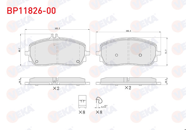 VEKA BP11826-00 | Fren Balata Ön Ikazlı Mercedes A Serisi (W177) 2018-/ CLA (C118) 2019 -