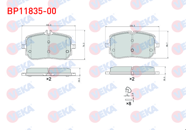 VEKA BP11835-00 | Fren Balata Ön Mercedes A 180 D-200 (W177) 2018-/ CLA 180 D-200 (C118) 2019 -