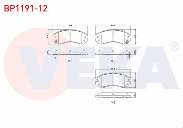 VEKA BP1191-12 | Fren Balata Ön Subaru Impreza (Gc) 1.6İ 1992-2000 / Impreza (Gc) 1.8İ 1992-2000 / Legacy III (Be,Bh) 2.0İ 1998-2003