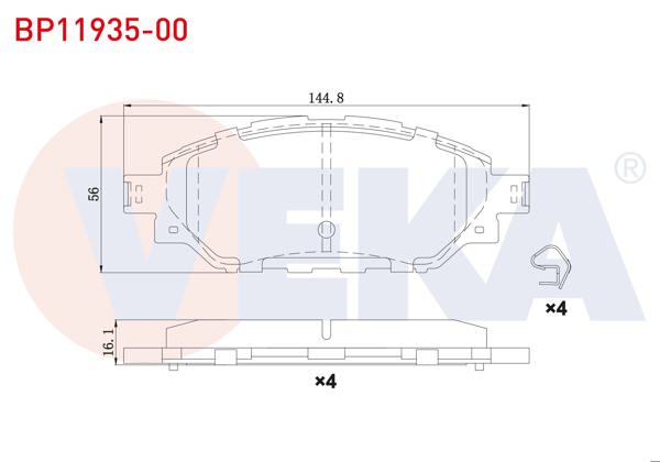VEKA BP11935-00 | Fren Balata Ön Toyota Hı-Lux VIII Revo (N1) Pick Up 2.4 D 4X4 Espsız 2015 -