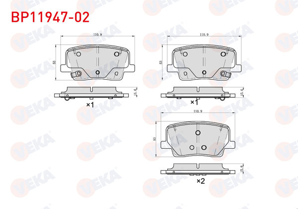 VEKA BP11947-02 | Fren Balata Arka Ikazlı Ssangyong Rexton 2.0 E-Xdı W-2.7 Xdı 2017 -