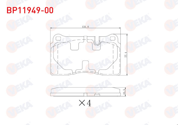 VEKA BP11949-00 | Fren Balata Ön VW Touareg 2.5 TDI 2004-2010-3.0 TDI 2004-2018-3.2 2002-2006 / Seat Leon 2.0 TDI-1.5 Etsı-1.5 TSI-1.0 TSI 2020-/ Ateca 1.6 TDI 2016-/ Cupra Formentor 1.5 TSI 2020 -