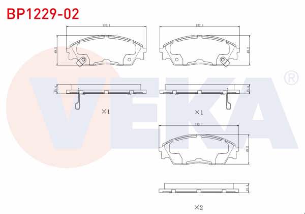 VEKA BP1229-02 | Fren Balata Ön Ikazlı Honda Civic IV 1.4İ 1987-1993 / Civic IV 1.5İ 1987-1993 / Civic V 1.6 I-Vtec 1992-1995 / Civic IV 2.0 1987-1993 / Prelude III 2.0 1987-1992