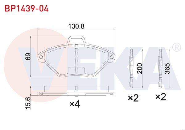 VEKA BP1439-04 | Fren Balata Ön Fişli Citroen Xantia 1.8-1.9-2.0 1993-1998