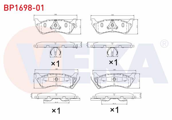 VEKA BP1698-01 | Fren Balata Arka Ikazlı Mercedes M Class (W163) Ml 320 1998-2005 / M Class (W163) Ml 270 CDI 1998-2005