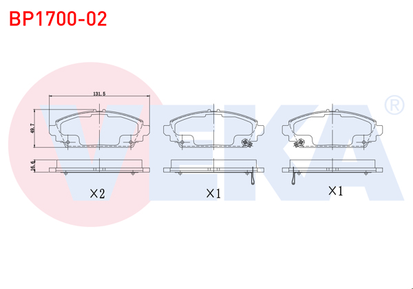 VEKA BP1700-02 | Fren Balata Ikazlı On Honda Accord VII (Cl) 1.6İ 16V 17.20mm 2003-2008