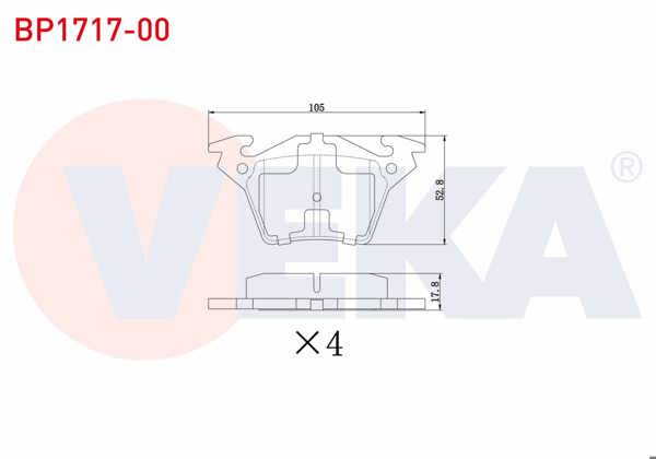 VEKA BP1717-00 | Fren Balata Arka Mercedes Vito (638) 110 CDI 1997-2003 / Vito (638) 108 CDI 1997-2003