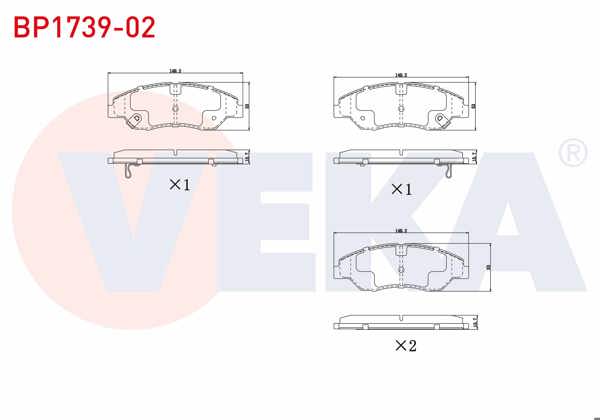 VEKA BP1739-02 | Fren Balata Ikazlı On Kia Sportage (K00) 2.0İ 16.00mm 1994-2004