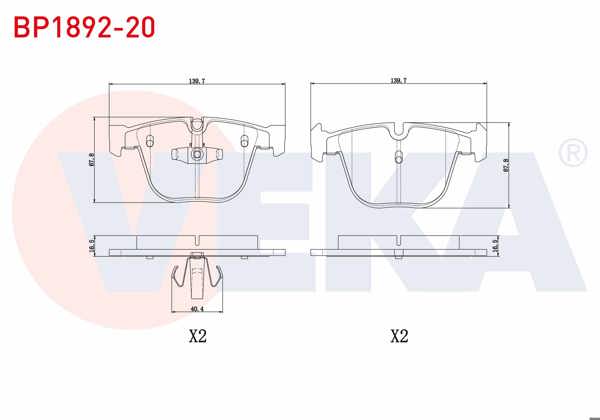 VEKA BP1892-20 | Fren Balata Arka BMW 5 Serisi Gran Turısmo (F07) 520 D 2009 -