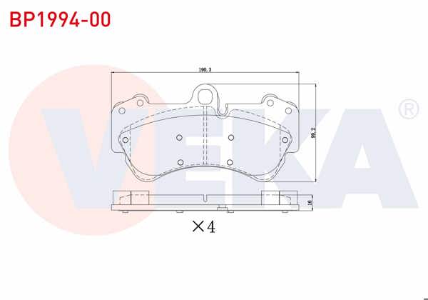 VEKA BP1994-00 | Fren Balata Ön Volkswagen Touareg 3.6 V6 FSI 17 Jant 2002-2010 / Touareg 2.5 Rs TDI 2002-2010 / Touareg 4.2 V8 2002-2010 / Porsche Cayenne 3.2İ 17 Jant 2002-2010 / Cayenne 3.6İ 17 Jant 2002-2010