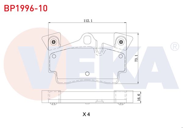 VEKA BP1996-10 | Fren Balata Arka Audi Q7 (4L) 3.0 TDI-4.2 FSI-4.2 TDI 2006-2015 / Porsche Cayenne (955) 3.2-S 4.5İ V8 2002-2010