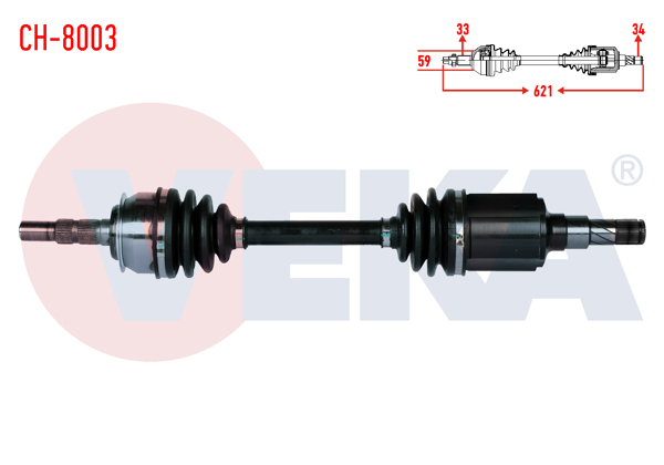 VEKA CH-8003 | Komple Aks Sol Ön Chevrolet Cruze (J300) 1.6 M-T Uzunluk 621mm 2009-2014