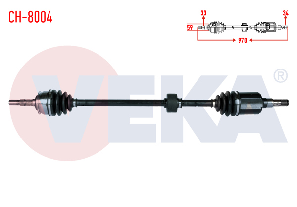 VEKA CH-8004 | Komple Aks Sağ On Chevrolet Cruze (J300) 1.6 M-T Uzunluk 970mm 2009-2014