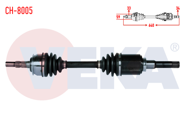 VEKA CH-8005 | Komple Aks Sol Ön Chevrolet Cruze (J300) 1.6 A-T Uzunluk 640mm 2009-2014