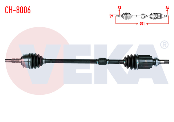 VEKA CH-8006 | Komple Aks Sağ On Chevrolet Cruze (J300) 1.6 A-T Uzunluk 951mm 2009-2014