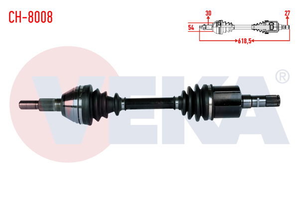 VEKA CH-8008 | Komple Aks Sol Ön Uzunluk 618,5mm Chevrolet Captiva (C100, C140) 2.0 D A-T 4X4 2006-2012 / Opel Antara 2.0 CDTI A-T 4X4 2007 -