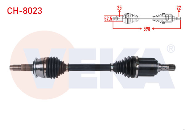 VEKA CH-8023 | Komple Aks Sol Ön Uzunluk 598mm Chevrolet Aveo (T300) 1.3 D M-T 2011-2014