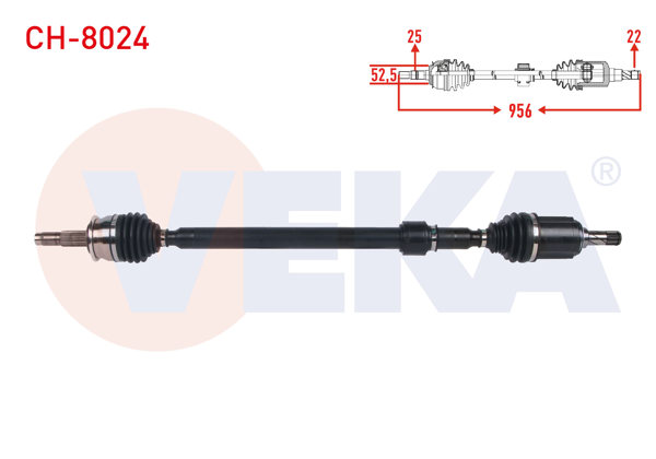 VEKA CH-8024 | Komple Aks Sağ On Uzunluk 956mm Chevrolet Aveo (T300) 1.3 D M-T 2011-2014