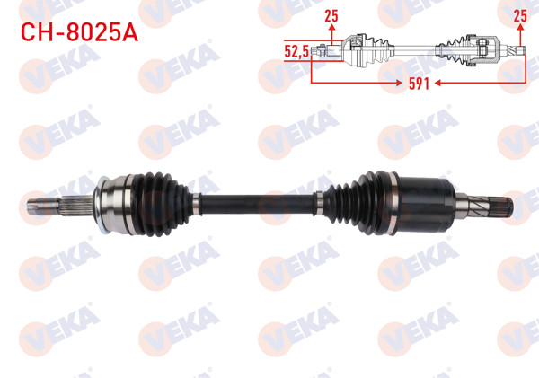 VEKA CH-8025A | Komple Aks Sol Ön Uzunluk 591mm Chevrolet Aveo (T300) 1.3 D M-T 2011-2015