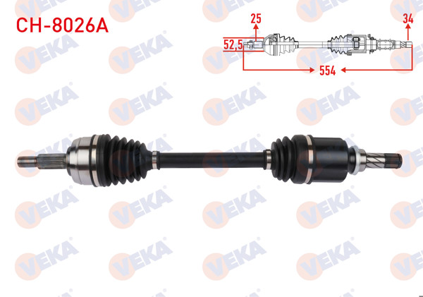 VEKA CH-8026A | Komple Aks Sağ On Uzunluk 554mm Chevrolet Aveo (T300) 1.3 D M-T 2011-2015
